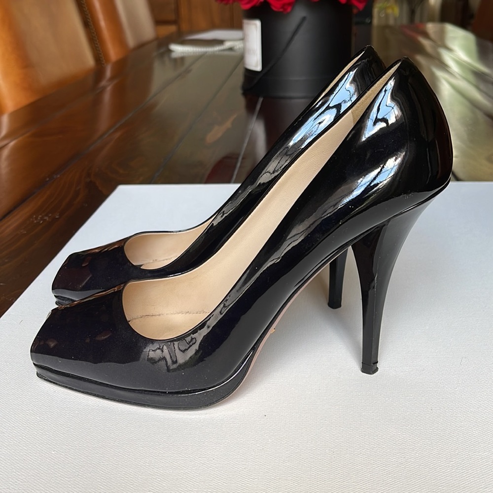 Prada Black Peep Toe Heels. Size 40. - Picture 7 of 7